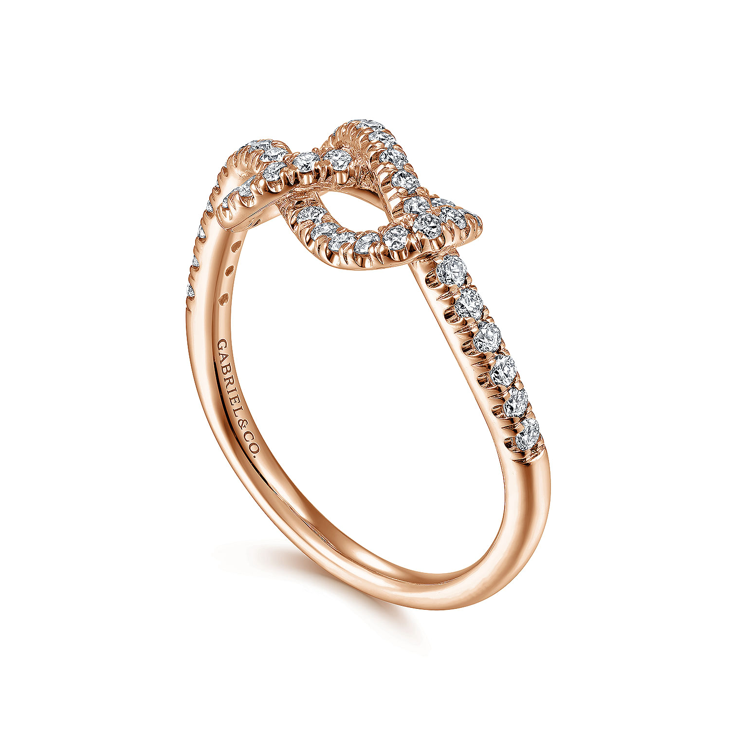 14k Rose Gold Twisted Diamond Knot Eternity Ring