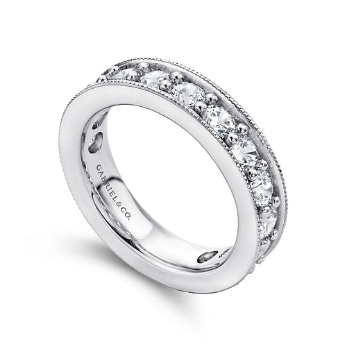 14k White Gold Channel Prong Set Eternity Band