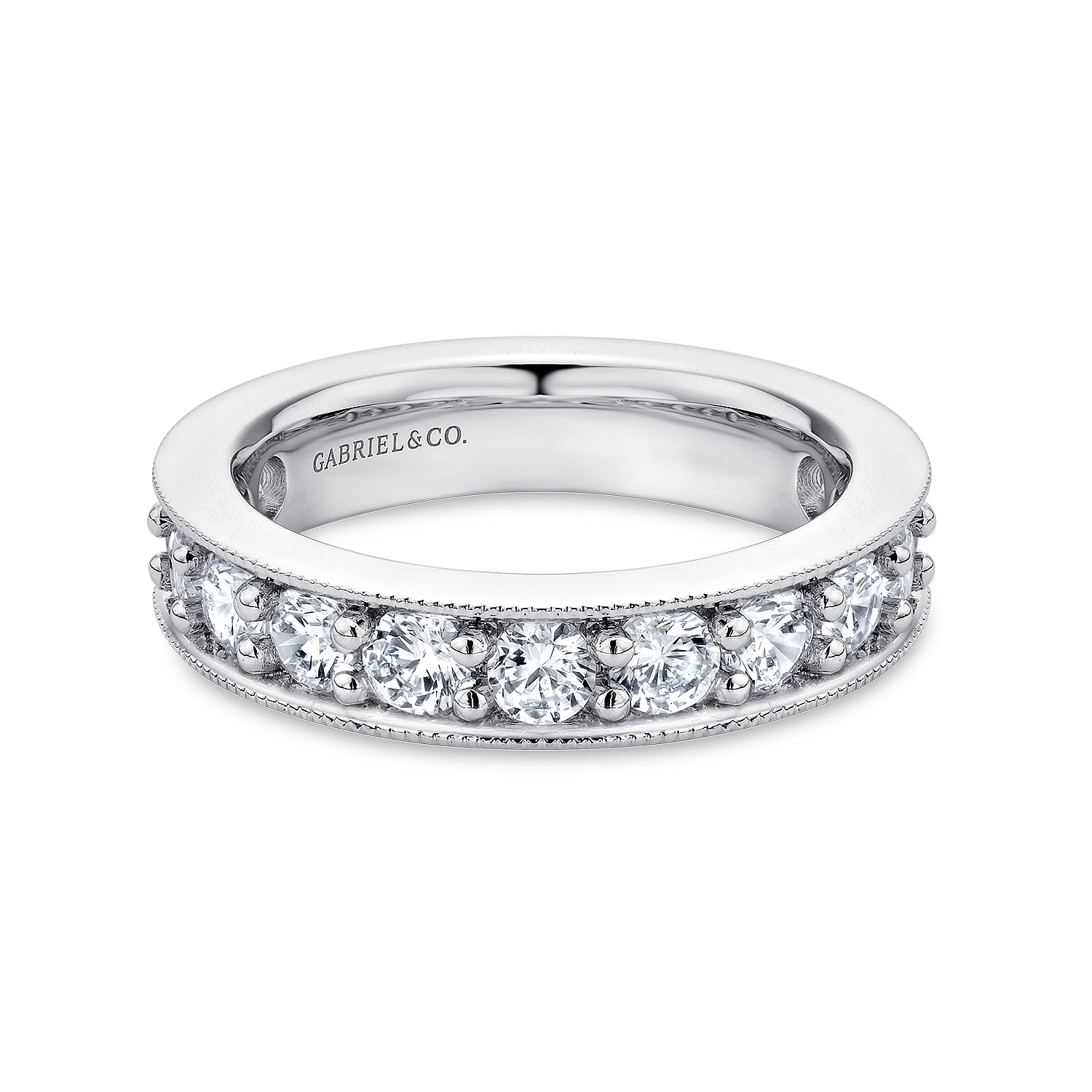 14k White Gold Channel Prong Set Eternity Band