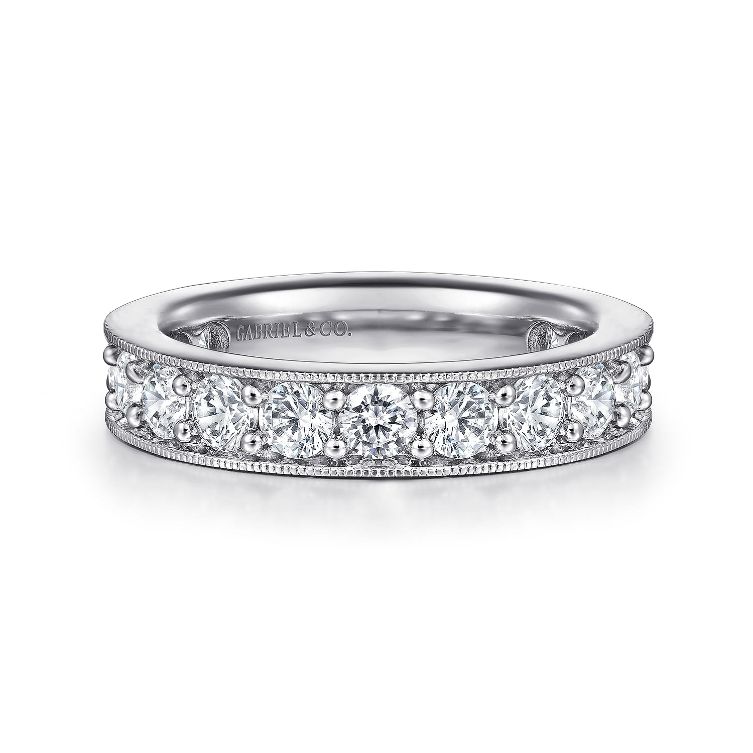 14k White Gold Channel Prong Set Eternity Band