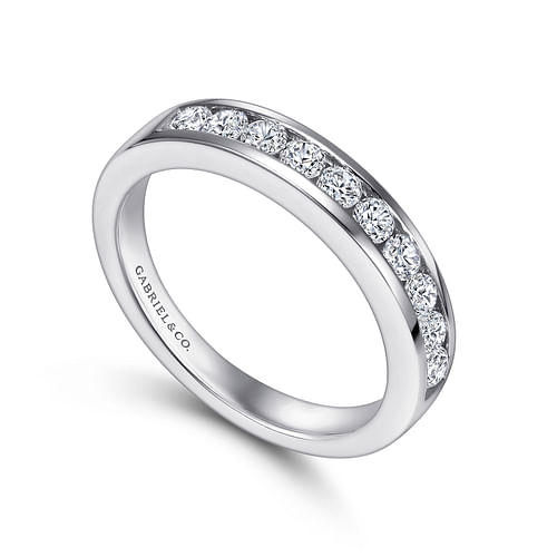 14k White Gold Channel Set Round 10 Stone Diamond Anniversary Band