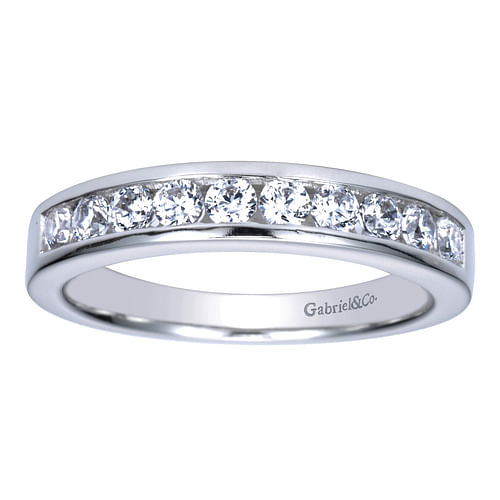 14k White Gold Channel Set Round 10 Stone Diamond Anniversary Band