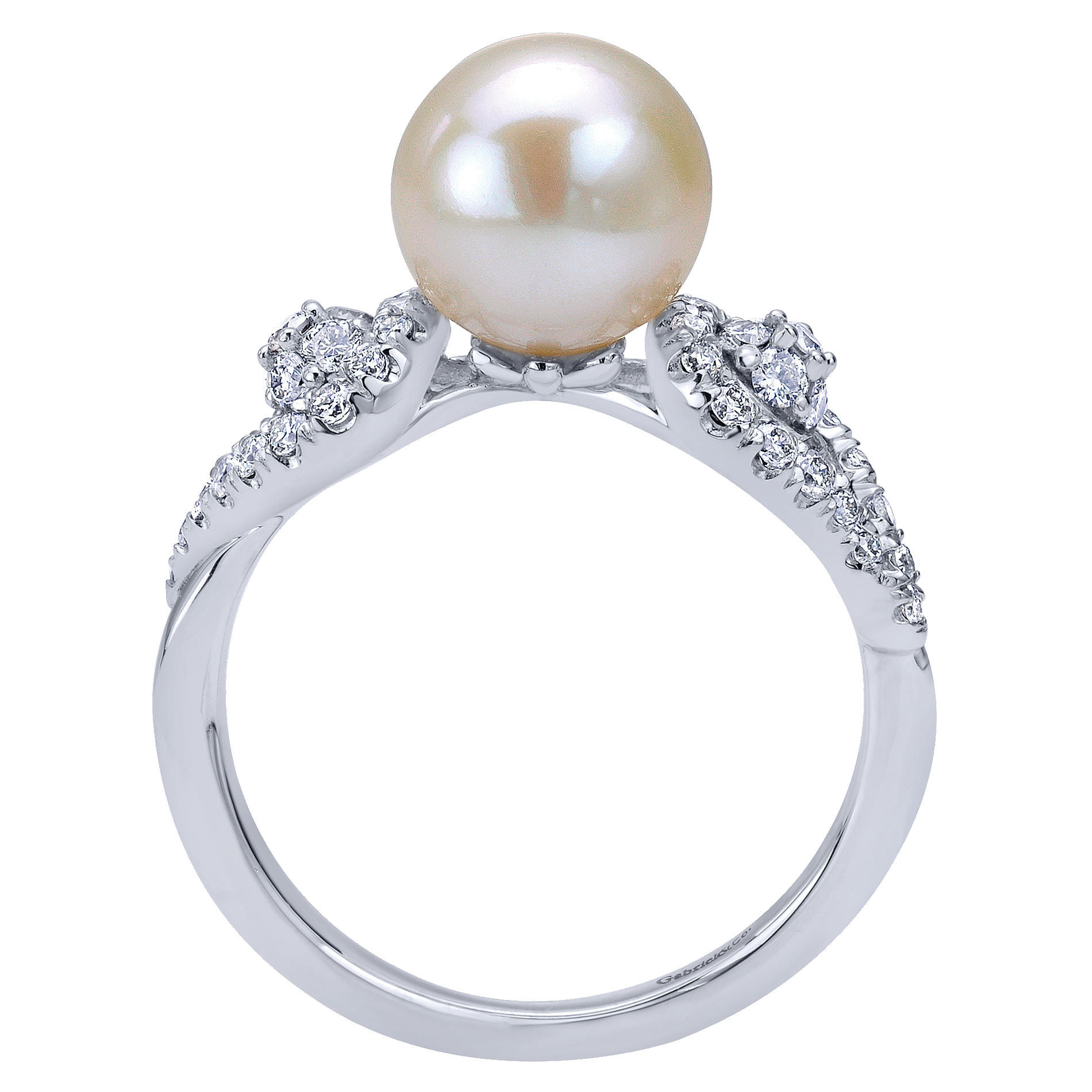14k White Gold Classic Cultured Pearl & Diamond Ladies Ring