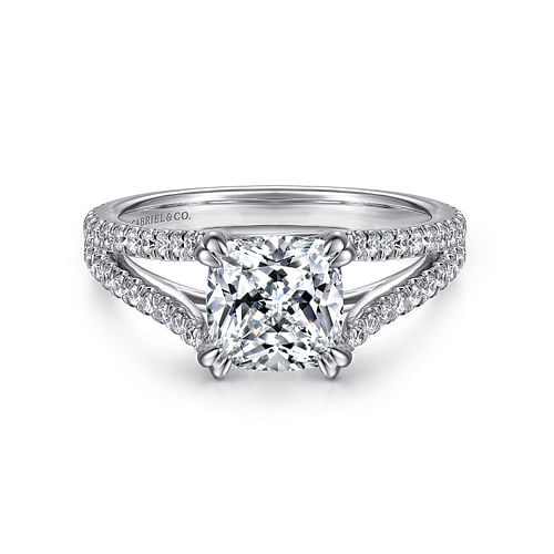 14k White Gold Cushion Cut Diamond Engagement Ring