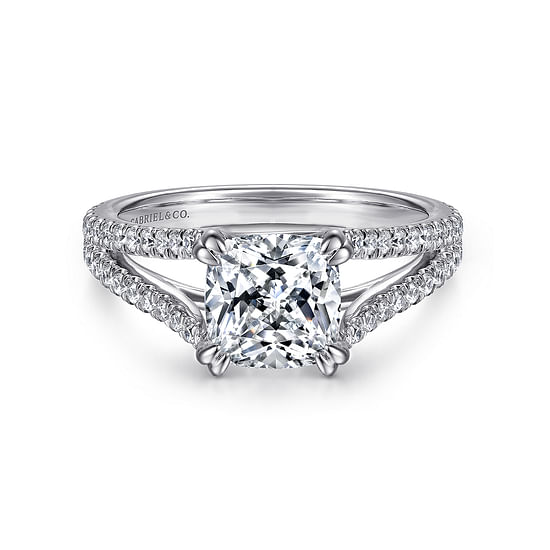 Gabriel - 14k White Gold Cushion Cut Diamond Engagement Ring