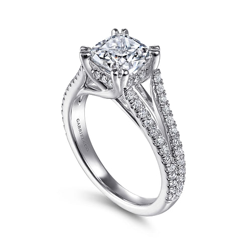 14k White Gold Cushion Cut Diamond Engagement Ring