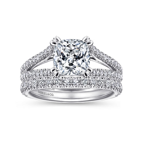 14k White Gold Cushion Cut Diamond Engagement Ring