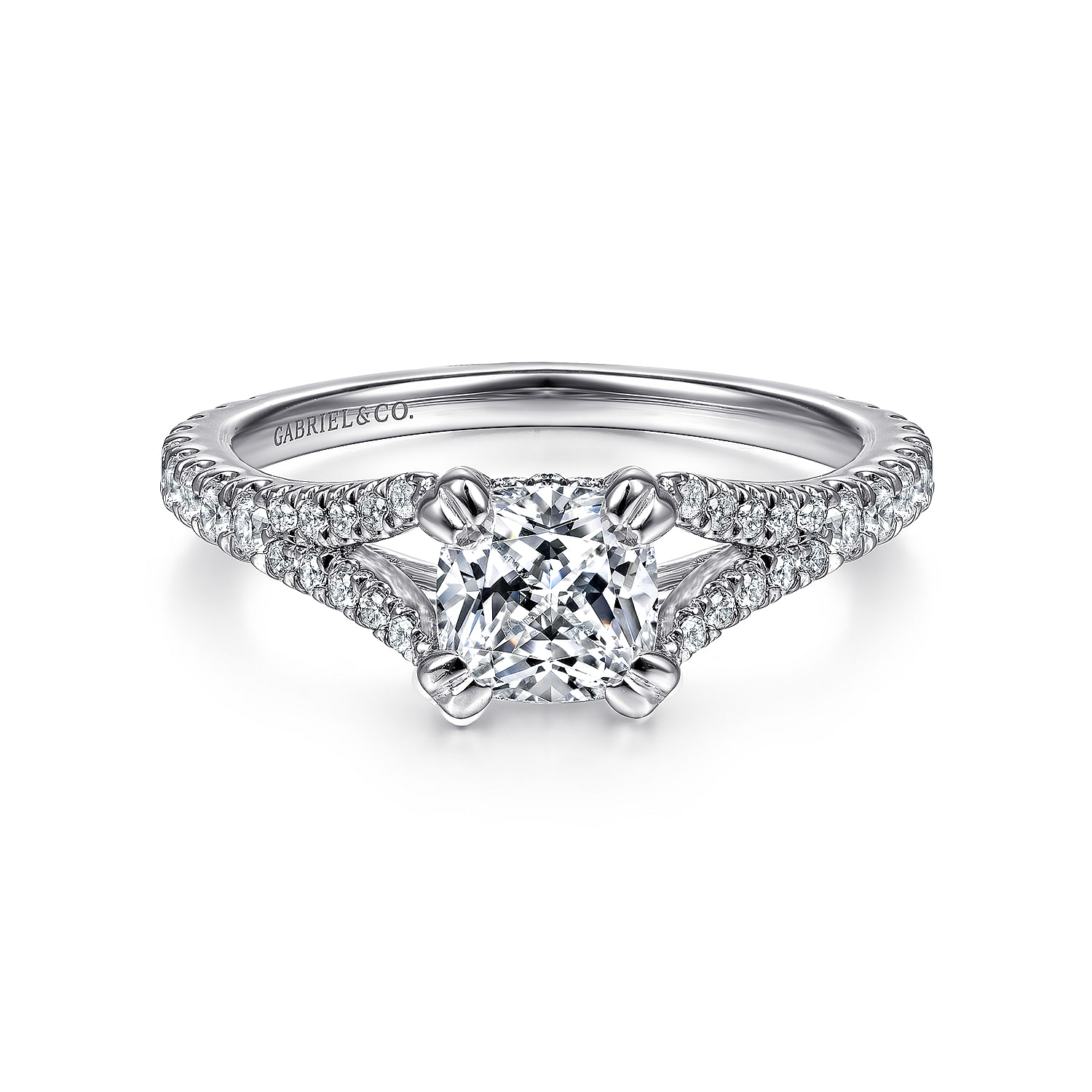 Gabriel - 14k White Gold Cushion Cut Diamond Engagement Ring