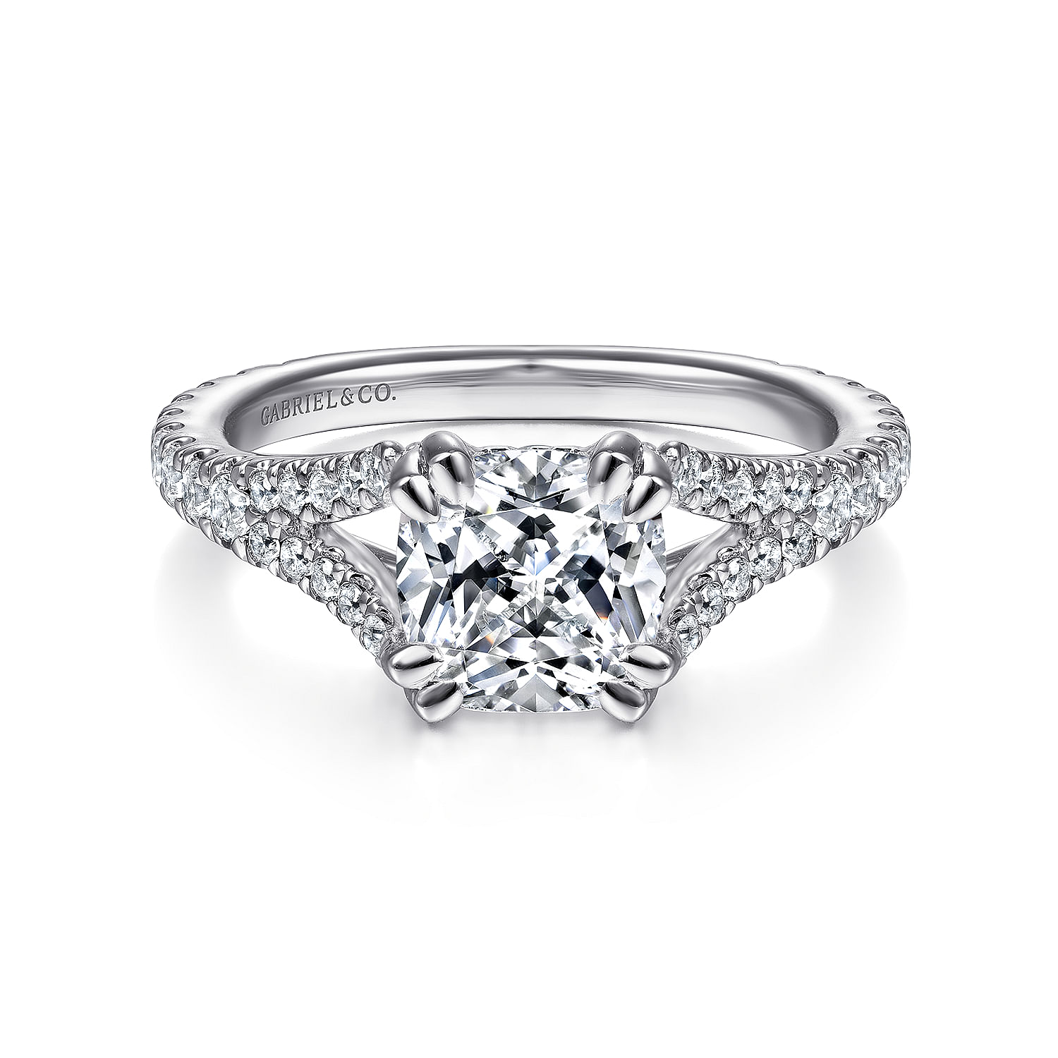 Gabriel - 14k White Gold Cushion Cut Diamond Engagement Ring