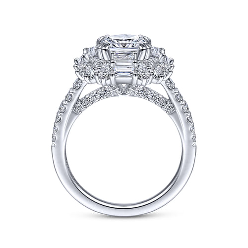 14k White Gold Cushion Cut Double Halo Diamond Engagement Ring