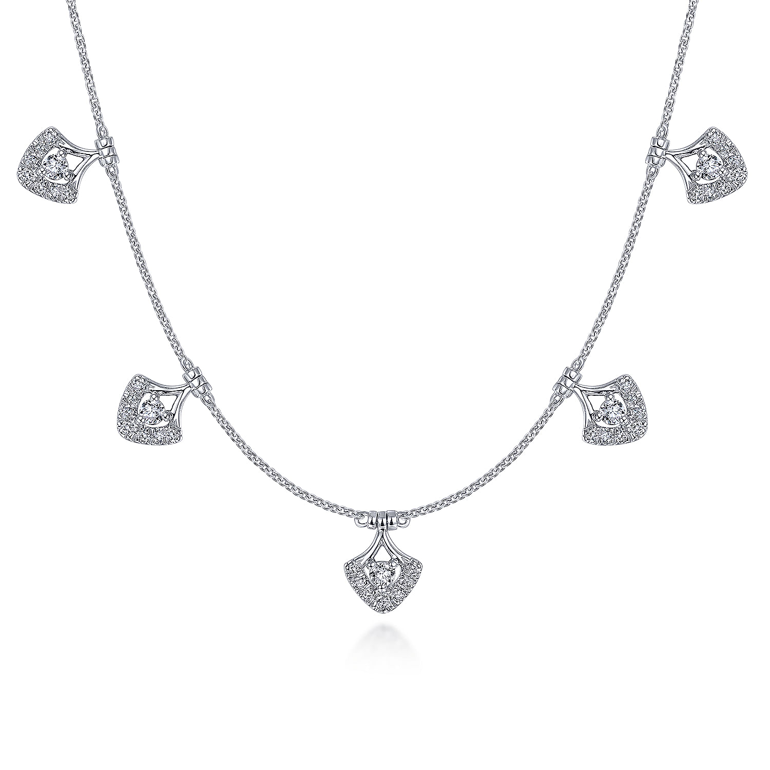 14k White Gold Cutout Diamond Charm Choker Necklace