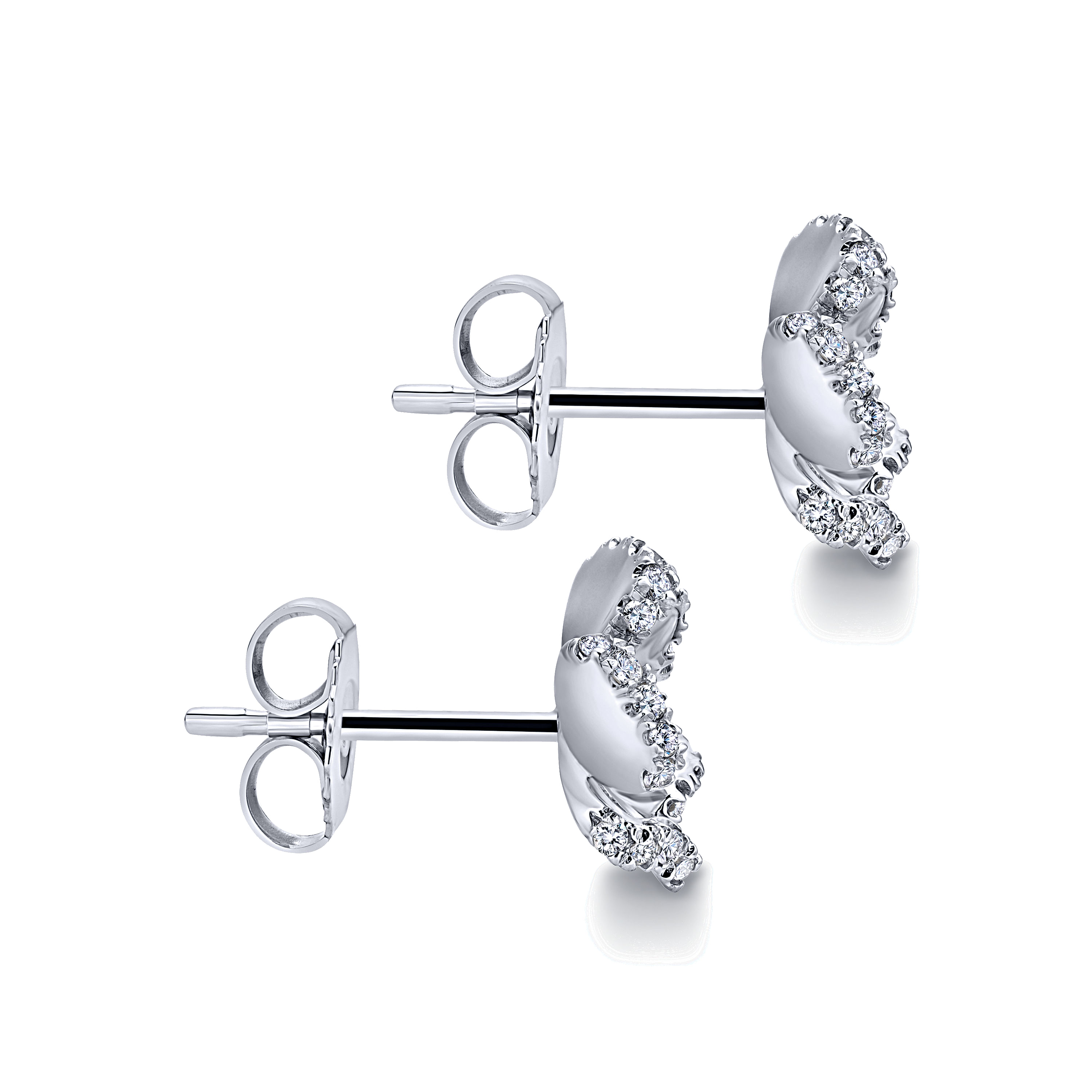 14k White Gold Diamond Tipped Flower Stud Earrings