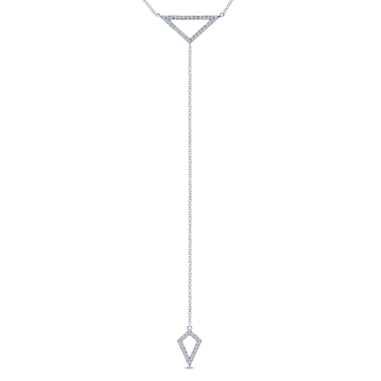 Gabriel - 14k White Gold Geometric Silhouette Diamond Y Knot Necklace