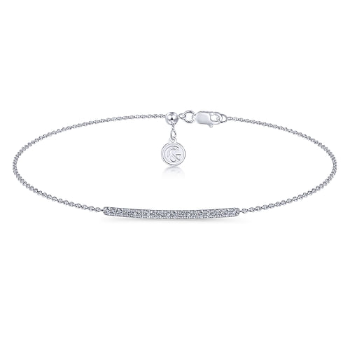 14k White Gold Pavé Diamond Bar Chain Bracelet