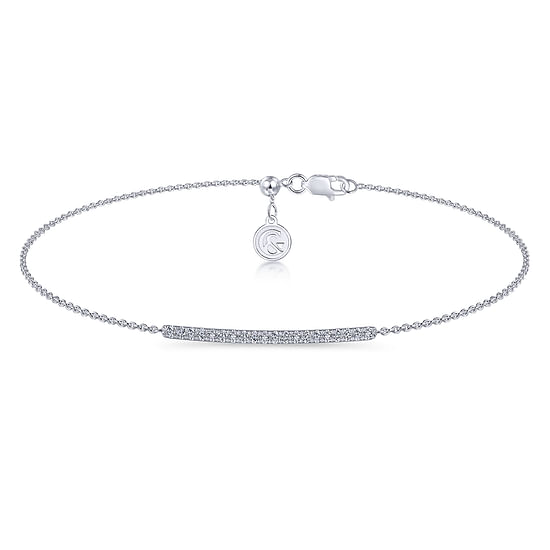 Gabriel - 14k White Gold Pavé Diamond Bar Chain Bracelet