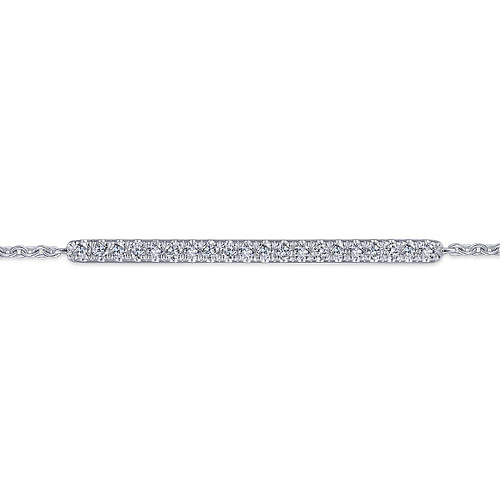 14k White Gold Pavé Diamond Bar Chain Bracelet