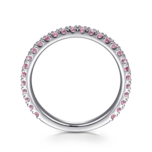 14k White Gold Pink Sapphire Stackable Ring