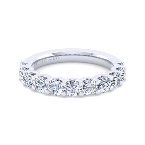 14k White Gold Round 11 Stone Diamond Anniversary Band