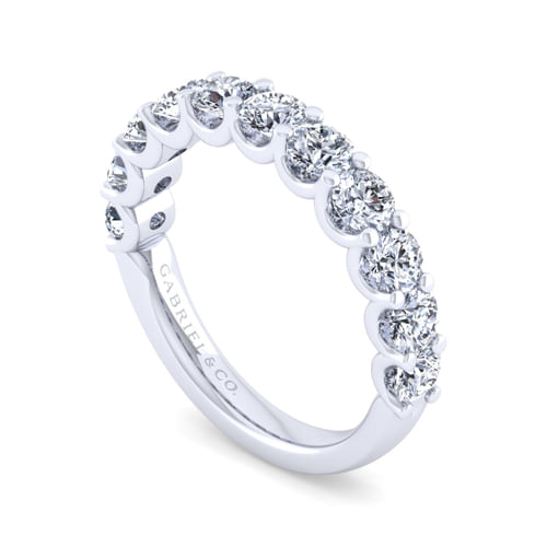 14k White Gold Round 11 Stone Diamond Anniversary Band