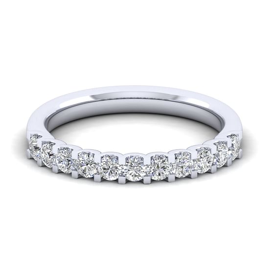 Gabriel - 14k White Gold Round 11 Stone Diamond Anniversary Band