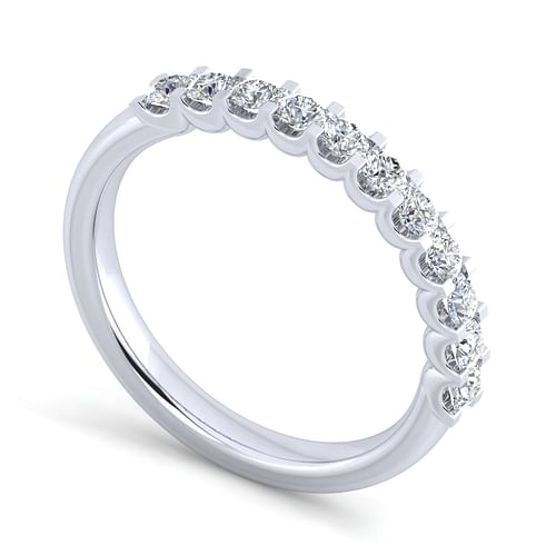 14k White Gold Round 11 Stone Diamond Anniversary Band