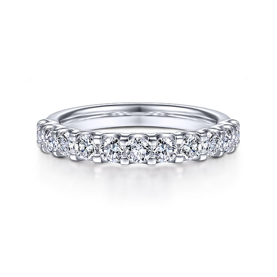 Gabriel - 14k White Gold Round 11 Stone Diamond Anniversary Band