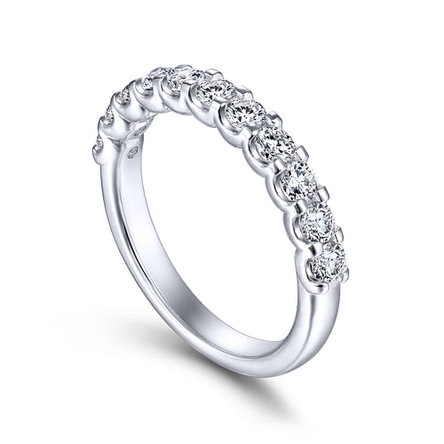 14k White Gold Round 11 Stone Diamond Anniversary Band