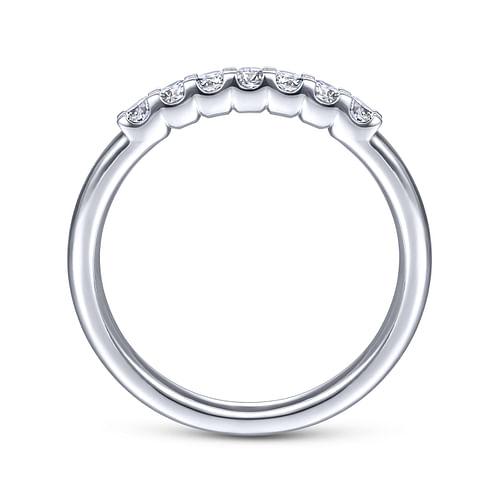 14k White Gold Round 7 Stone Diamond Anniversary Band