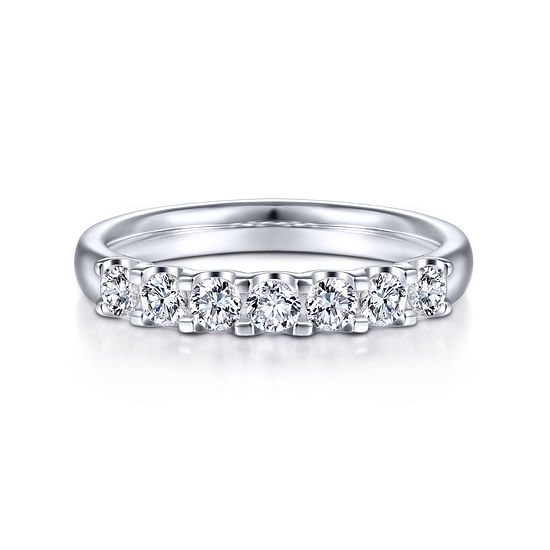 Gabriel - 14k White Gold Round 7 Stone Diamond Anniversary Band