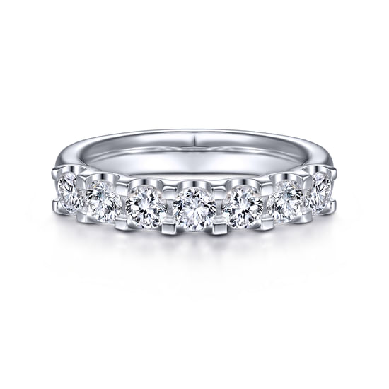 Gabriel - 14k White Gold Round 7 Stone Diamond Anniversary Band