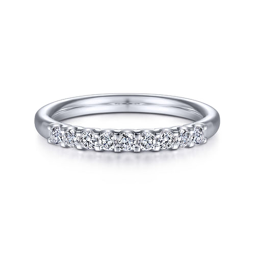 14k White Gold Round 9 Stone Diamond Anniversary Band