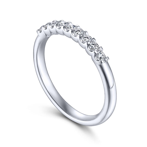 14k White Gold Round 9 Stone Diamond Anniversary Band