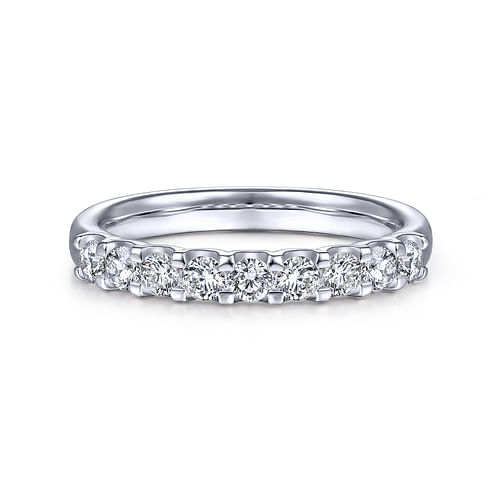 14k White Gold Round 9 Stone Diamond Anniversary Band