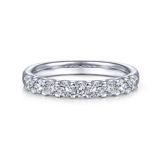 Gabriel - 14k White Gold Round 9 Stone Diamond Anniversary Band