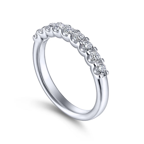 14k White Gold Round 9 Stone Diamond Anniversary Band