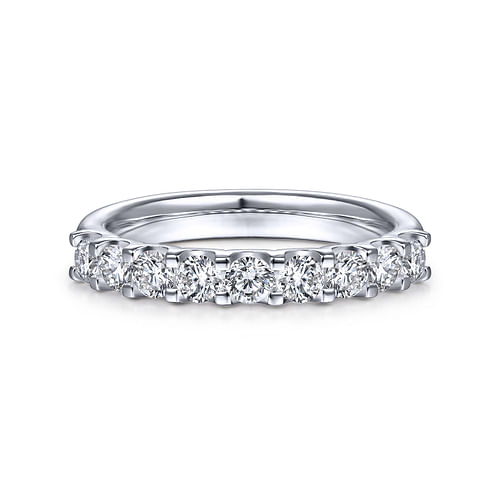 14k White Gold Round 9 Stone Diamond Anniversary Band