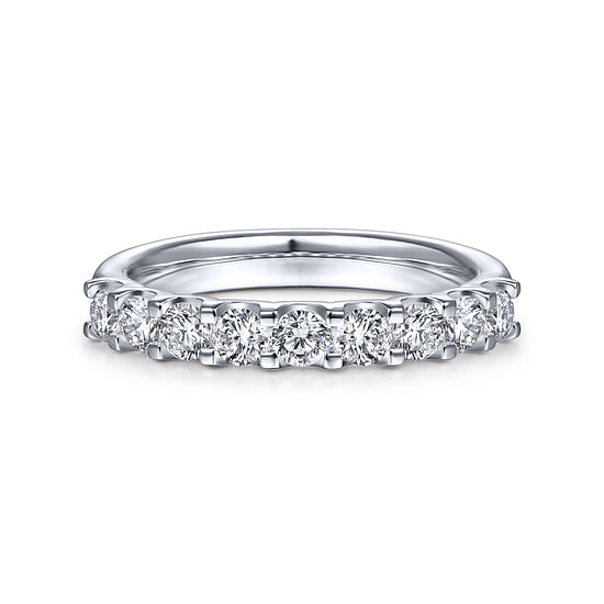 Gabriel - 14k White Gold Round 9 Stone Diamond Anniversary Band