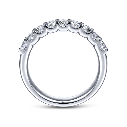 14k White Gold Round 9 Stone Diamond Anniversary Band