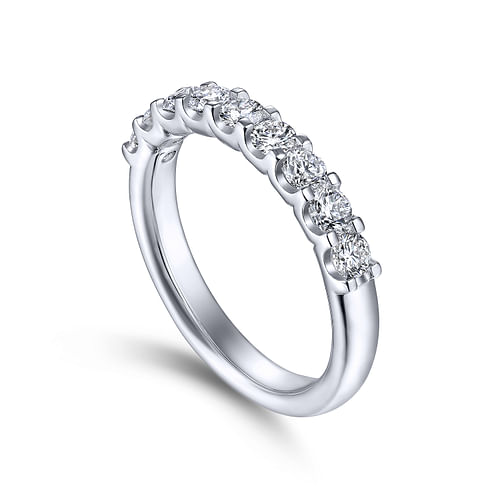 14k White Gold Round 9 Stone Diamond Anniversary Band