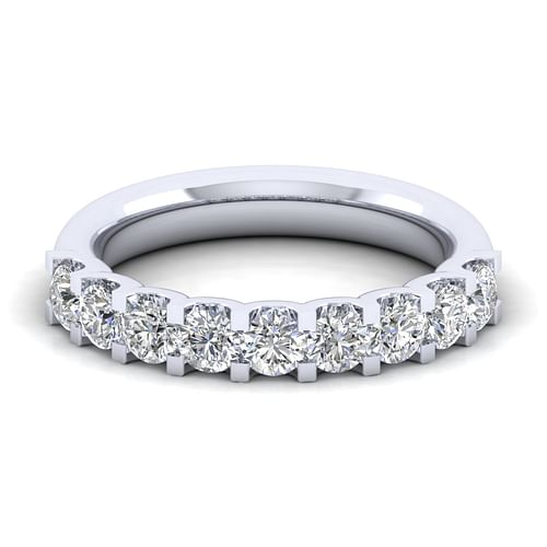 14k White Gold Round 9 Stone Diamond Anniversary Band