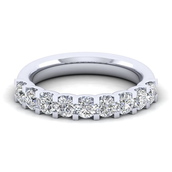 Gabriel - 14k White Gold Round 9 Stone Diamond Anniversary Band