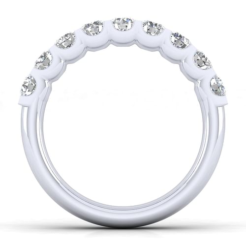 14k White Gold Round 9 Stone Diamond Anniversary Band