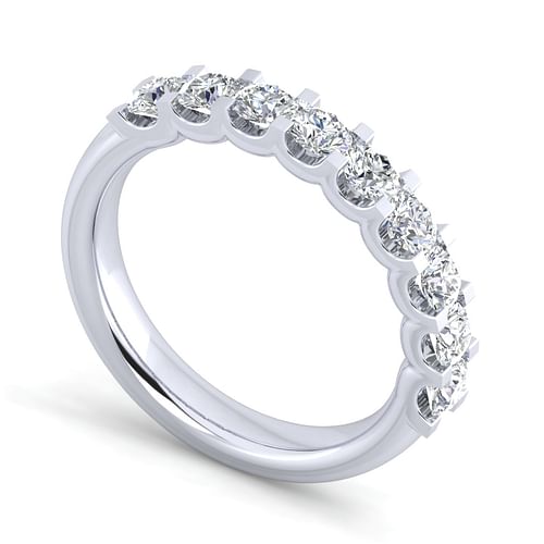 14k White Gold Round 9 Stone Diamond Anniversary Band