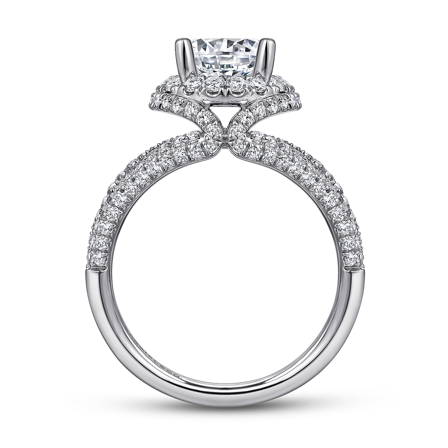 14k White Gold Round Halo Diamond Engagement Ring