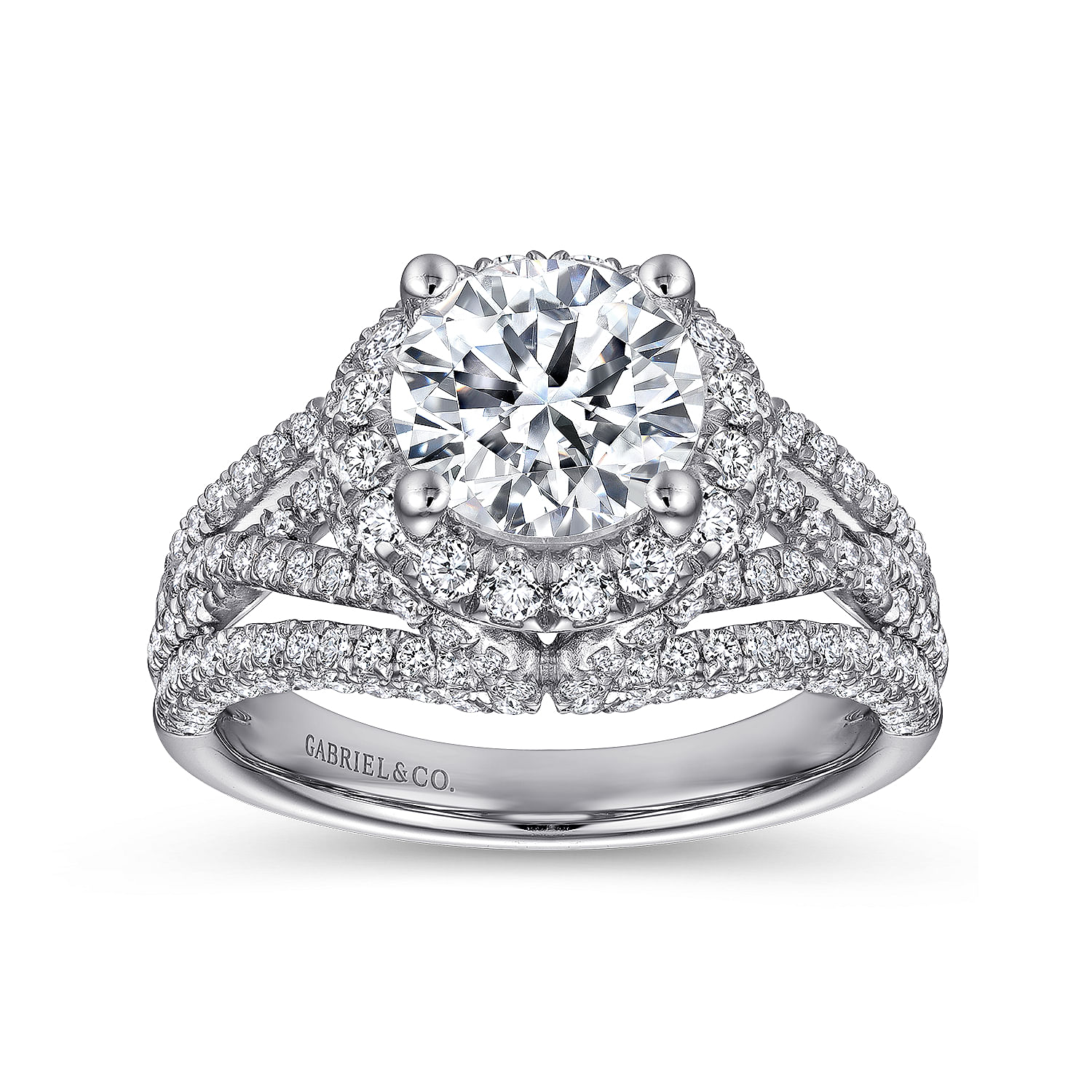 14k White Gold Round Halo Diamond Engagement Ring