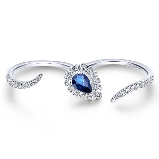 Gabriel - 14k White Gold Sapphire & Diamond Open Double Ring