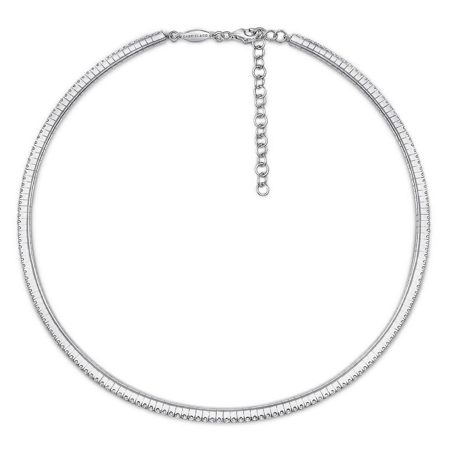 14k White Gold Straight Pavé Diamond Choker Necklace