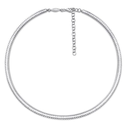 14k White Gold Straight Pavé Diamond Choker Necklace