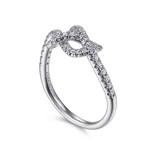 14k White Gold Twisted Diamond 
 Infinity Knot Ring