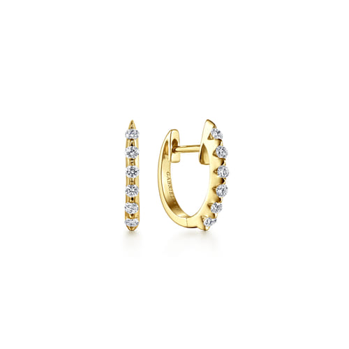 14k Yellow Gold 15mm Slim Scalloped Diamond Huggie Earrings 14k Yellow Gold 15mm Slim Scalloped Diamond Huggie Earrings